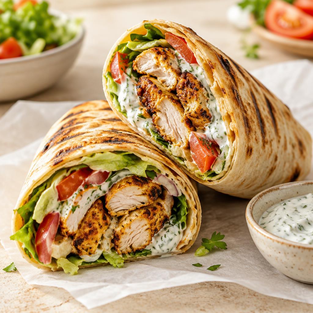 Vištienos kebabas su daržovėmis ir kreminiu žolelių padažu